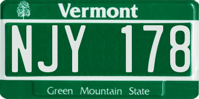 VT license plate NJY178