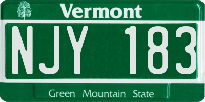 VT license plate NJY183