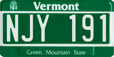 VT license plate NJY191
