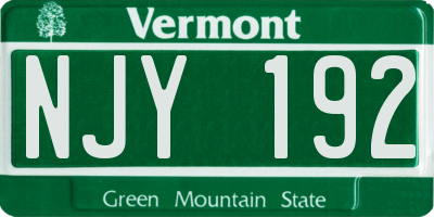VT license plate NJY192