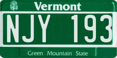 VT license plate NJY193