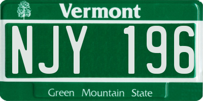 VT license plate NJY196
