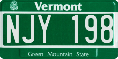 VT license plate NJY198