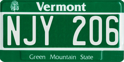 VT license plate NJY206