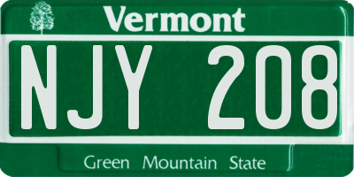VT license plate NJY208