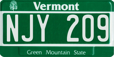 VT license plate NJY209