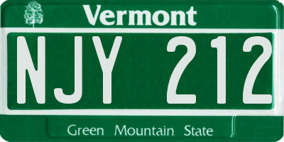 VT license plate NJY212