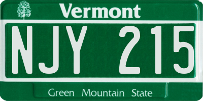 VT license plate NJY215