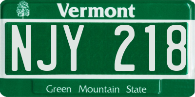 VT license plate NJY218