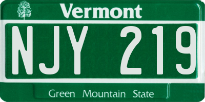 VT license plate NJY219