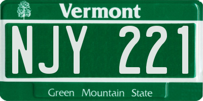 VT license plate NJY221
