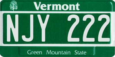 VT license plate NJY222