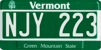 VT license plate NJY223