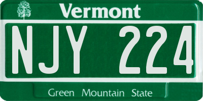 VT license plate NJY224