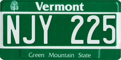 VT license plate NJY225