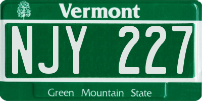 VT license plate NJY227