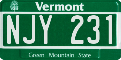 VT license plate NJY231