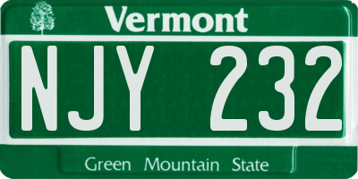 VT license plate NJY232