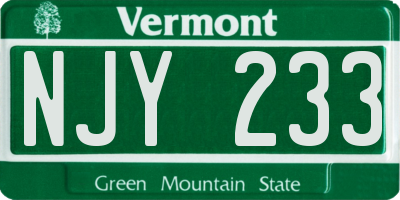 VT license plate NJY233
