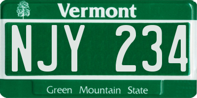 VT license plate NJY234