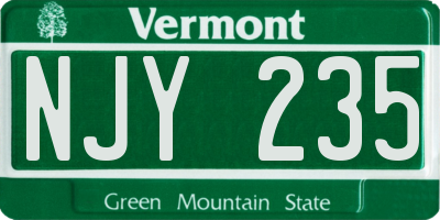 VT license plate NJY235