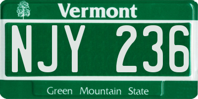 VT license plate NJY236