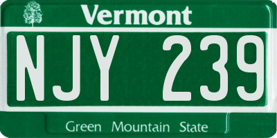 VT license plate NJY239