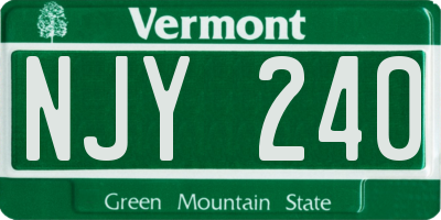 VT license plate NJY240