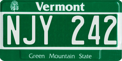 VT license plate NJY242