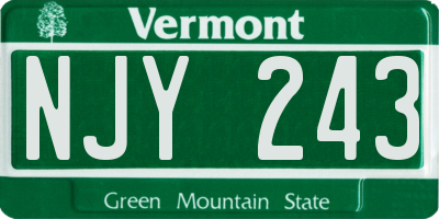 VT license plate NJY243