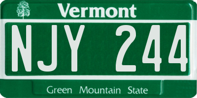 VT license plate NJY244