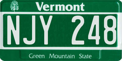VT license plate NJY248