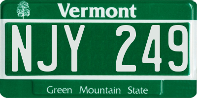 VT license plate NJY249