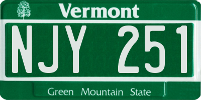 VT license plate NJY251