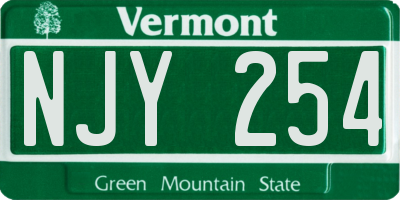 VT license plate NJY254