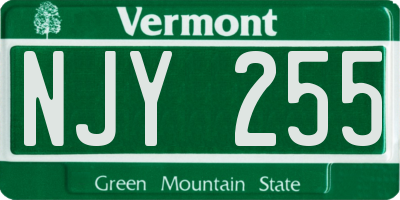 VT license plate NJY255