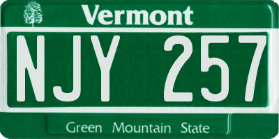 VT license plate NJY257