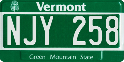 VT license plate NJY258