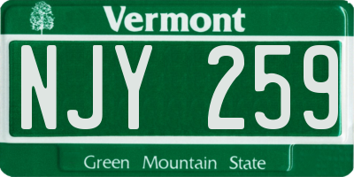 VT license plate NJY259