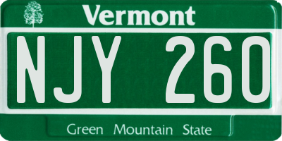 VT license plate NJY260