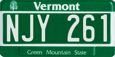 VT license plate NJY261