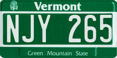 VT license plate NJY265