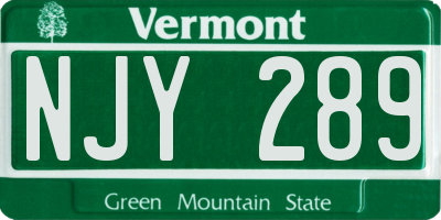 VT license plate NJY289