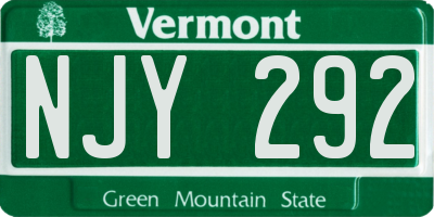 VT license plate NJY292
