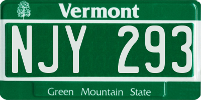 VT license plate NJY293