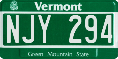 VT license plate NJY294
