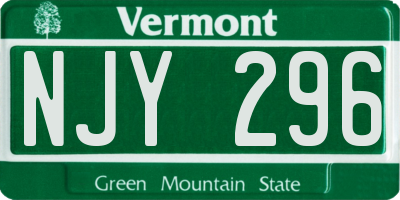 VT license plate NJY296