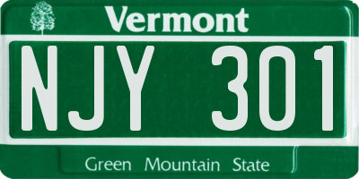 VT license plate NJY301