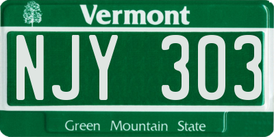 VT license plate NJY303