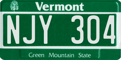 VT license plate NJY304